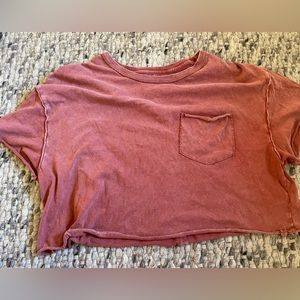 WE THE FREE brick red cropped pocket t